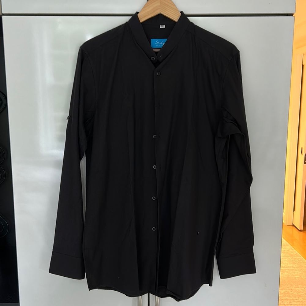 Black men’s button down shirt, size XL, cotton, neck size 17